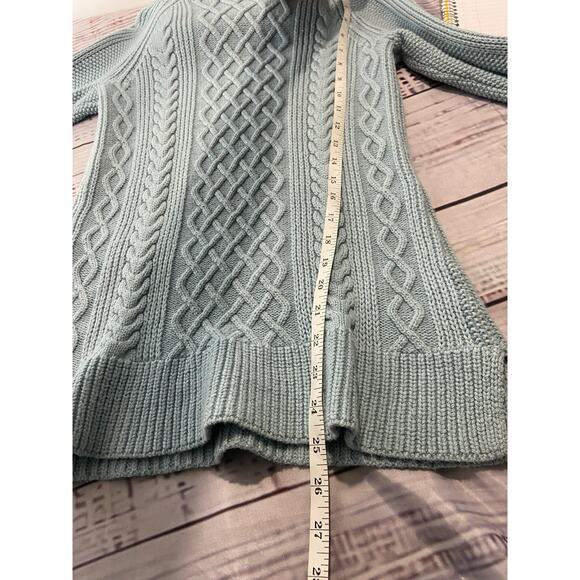 Talbots Cable Knit Sweater Womens Pp Blue Turtleneck Long Slv Cashmere Blend - Picture 7 of 10